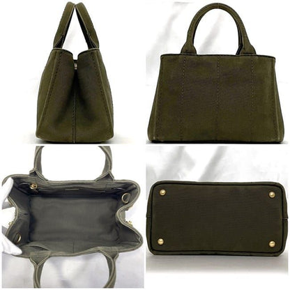 Prada 2 Way Bag Canapa Tote F22949 Khaki