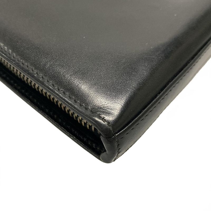 Saint Laurent Paris Long Wallet - 362760 Black Studded / Round Zipper Leather