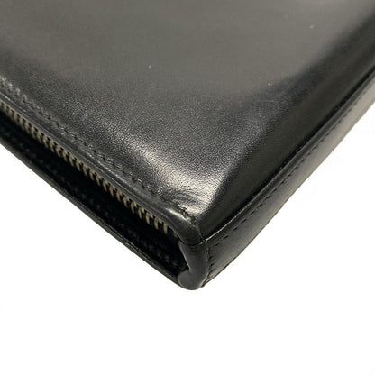 Saint Laurent Paris Long Wallet - 362760 Black Studded / Round Zipper Leather