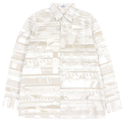 Hermes 100% Cotton Abstract Total Pattern Sleeve Serie Buttons Long Sleeves