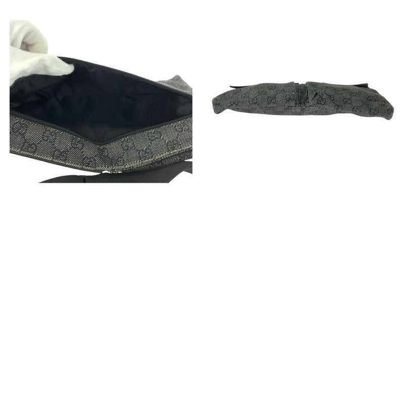 Gucci Black Silver Hardware GG Canvas 23566 Waist Bag Bum Bag Women 505371