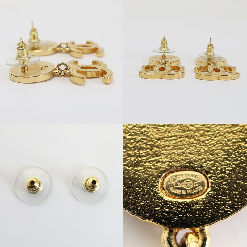 Chanel Earrings Coco Mark Gold Coco Mark Pair Unused Accessories