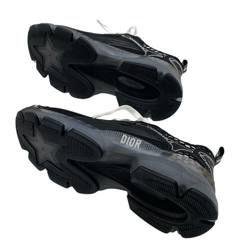 Christian DIOR Vibe Sneakers Shoes Leather Rubber Black White Black Logo Mesh