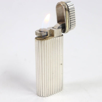 Cartier Trinity Short New Shape Oval Smoking Tool Gas Lighter Silver Gold Swiss