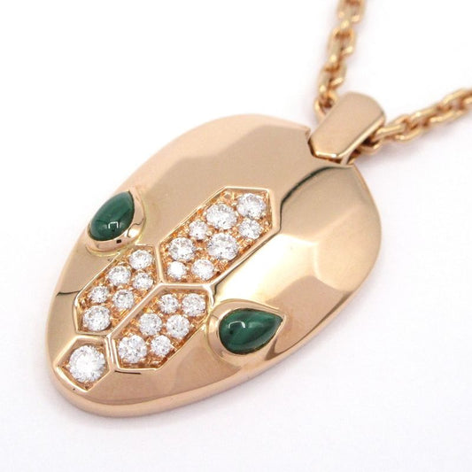 Bvlgari Necklace Serpenti 18K Pink Gold X Diamonds X Green 21P Pavé Diamonds