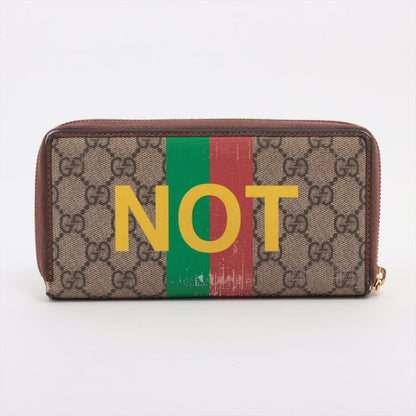 Gucci GG Supreme FAKE NOT PVC × Leather Round Zip Wallet Long Wallet 636169