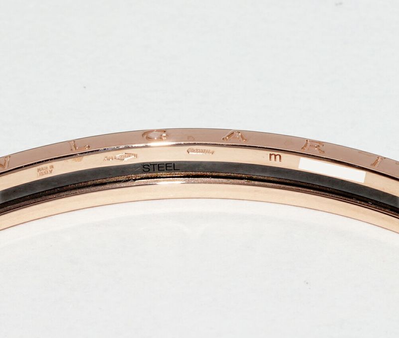 Bulgari Bangle Bracelet 18K Pink Gold Ss(stainless Steel) Bzero1 Bracelet M