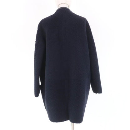 Celine 2 8h34/4238 Phoebe Philo Egg Crombie Reversible Mouton Coat Dark Navy 38