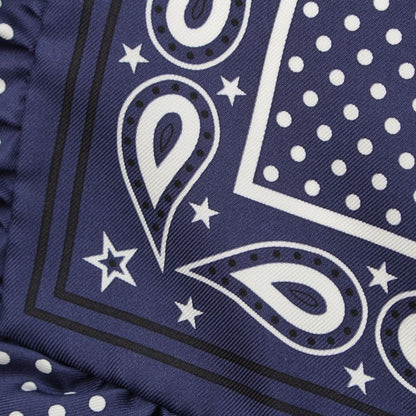 Hermes Carre 65 Brides De GALA Ceremonial Horse Maitre D'oeil Ruffled Scarf Navy