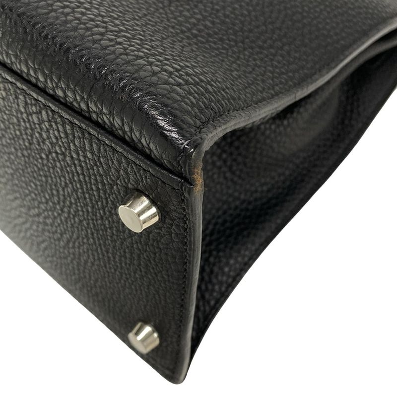 Hermes Handbag Kelly 32 Black Outside Stitching/silver Hardware