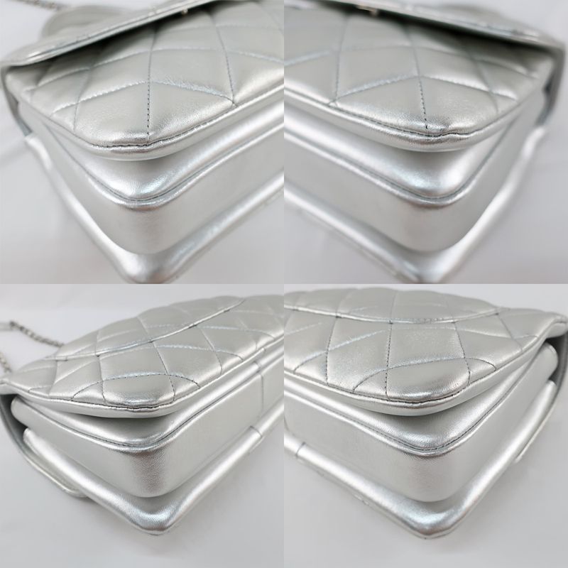 Chanel Trendy CC Top Handle Flap Bag 2WAY Shoulder Bag Silver Color