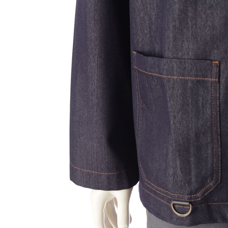 Loewe Denim Wool Calfskin Work Anagram Leather Patch Tailored Jacket Light