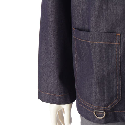 Loewe Denim Wool Calfskin Work Anagram Leather Patch Tailored Jacket Light