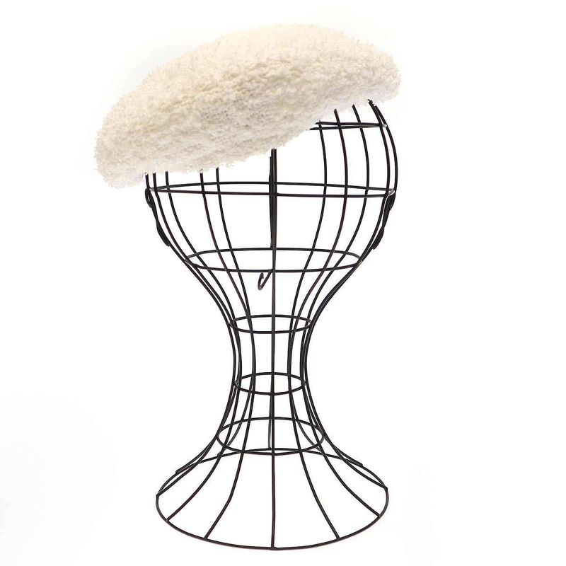 Chanel Coco Mark Tweed Beret White M