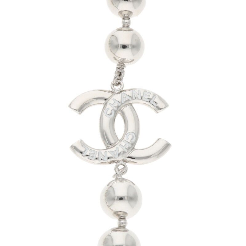 Chanel Coco Mark Silver Necklace Women