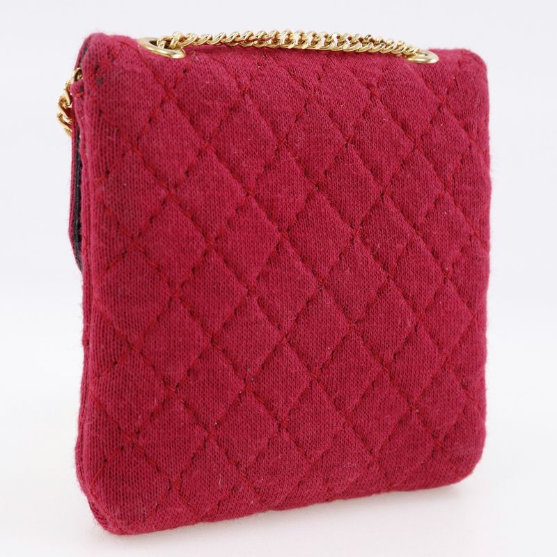 Chanel Chain Pouch Micro Cotton Pink Ladies Shoulder Bag