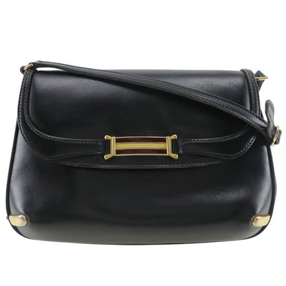 Gucci Old Gucci Sherry Line 2WAY Clutch Calf Black Ladies Shoulder Bag