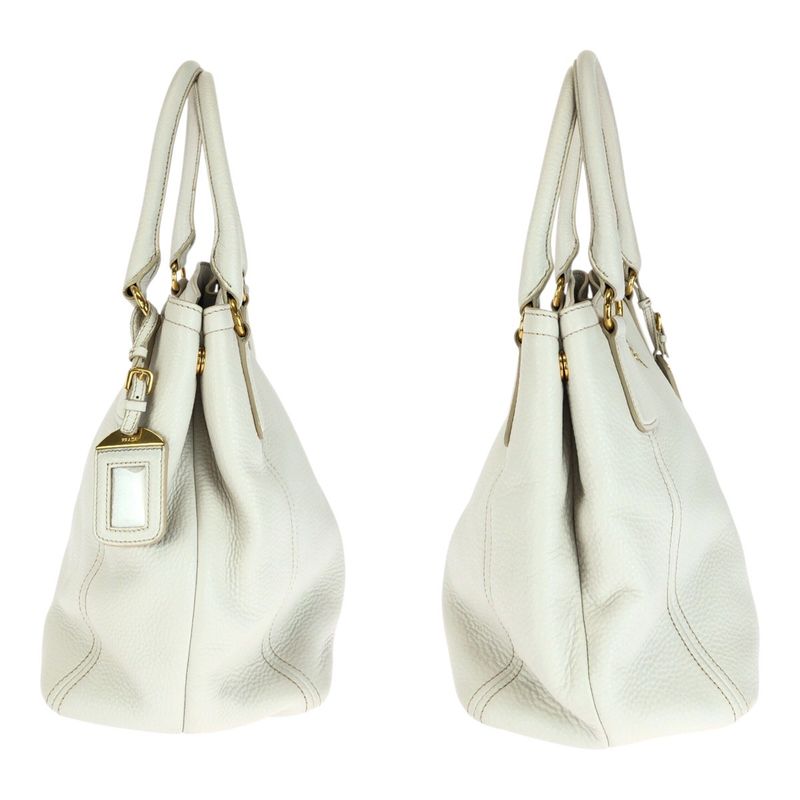 Prada Vittero Dino White Gold Hardware Leather Bn2534 Tote Handbag Women 505135