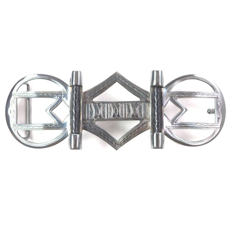 Hermes Touareg Hand Engraved Design Chrome Color Leather Use Belt Buckle Sv925