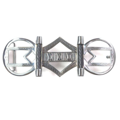 Hermes Touareg Hand Engraved Design Chrome Color Leather Use Belt Buckle Sv925