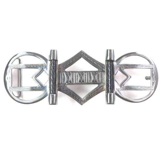 Hermes Touareg Hand Engraved Design Chrome Color Leather Use Belt Buckle Sv925