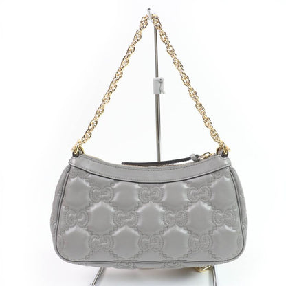 Gucci 735049 Ggmatelasse Leather 2WAY Handbag Shoulder Bag Grey Storage