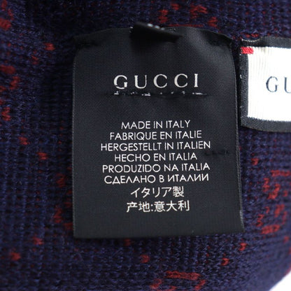 Gucci 534812 4g295 Alpaca 85% GG Beanie Knit Cap Navy Red M 58 Made In Italy