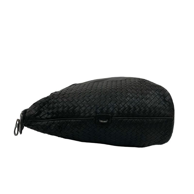 Bottega Veneta Intrecciato Leather Handbag Boston Bag Black