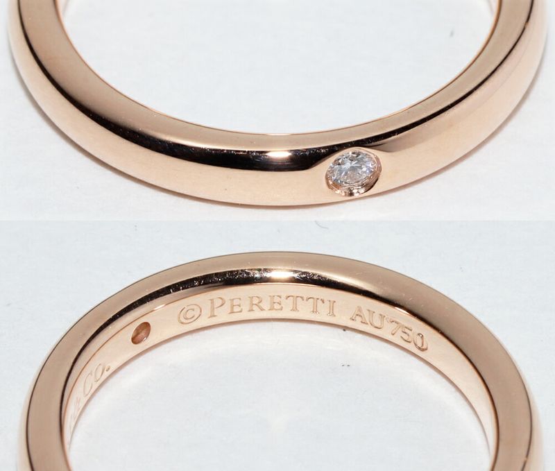 Tiffany & Co Ring 18K Pink Gold Diamond 1P (002ct) Elsa Peretti Stacking Band