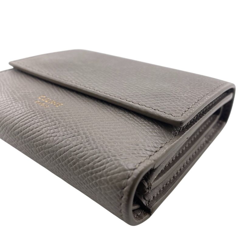 Celine Small Trifold Wallet Branded Coin Purse Bill Grey Ladies