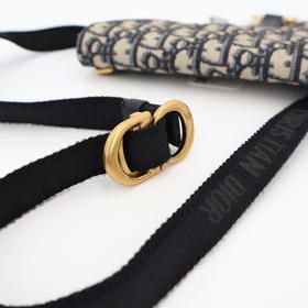 Christian DIOR Oblique Saddle Waist Pouch Jacquard Navy