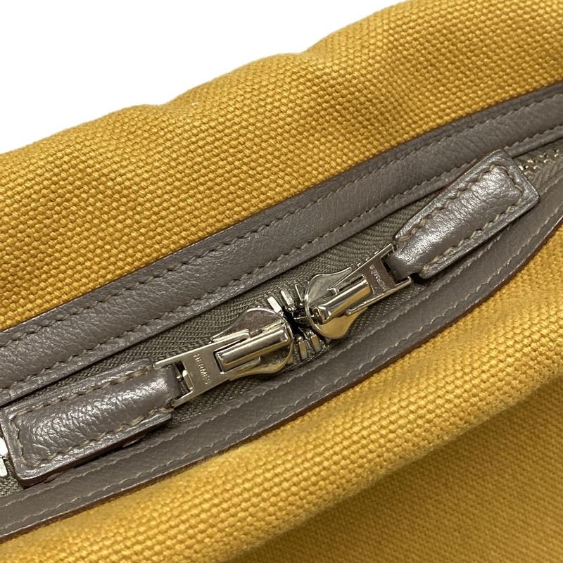 Hermes Boston Bag Arion 50 Light Brown And Dark Gray Silver Hardware Leather