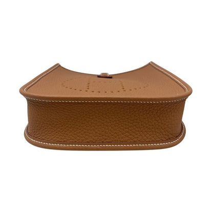 Hermes Shoulder Bag Evelyn TPM W Engraved Taurillon Clemence Gold Brown Silver