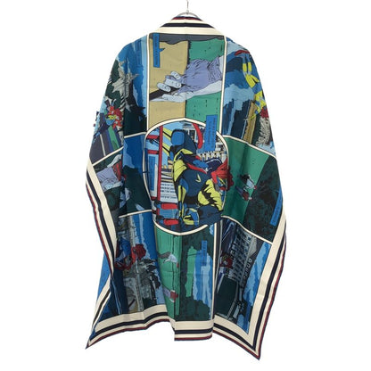 Hermes 20ss Wow Carré Double Face 90 Silk Scarf Blue and Multicolor