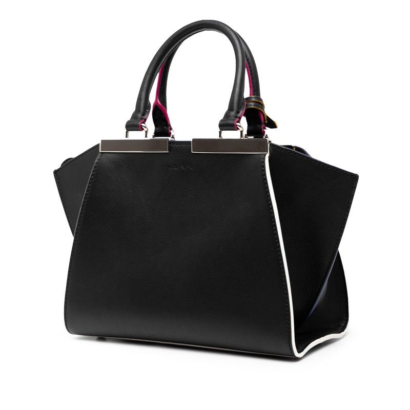 Fendi Mini Troisage Handbag Shoulder Bag 2WAY 8bh333 Black Calf Women Fendi