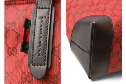 Gucci Tote Shoulder Bag Gucci Coated Canvas GG Dar Cles Red Sherry 308928