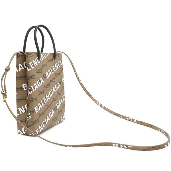 Balenciaga 2way Bag Large Shopping Bag Coated Canvas Leather Brown Gold