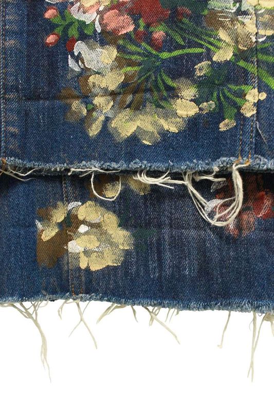 Gucci 16AW 408635 Xd481 Floral Design Cut Off Denim Pants Men's 32