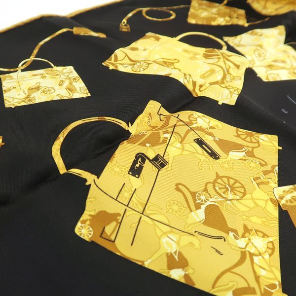 Hermes Kelly En Caleche 70 Kelly's Carriage Black X Yellow Silk With Box Hermes