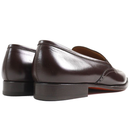 Hermes Wingtip Leather Slip-on Loafers Dark Brown 40.5 Storage With Bag Made In