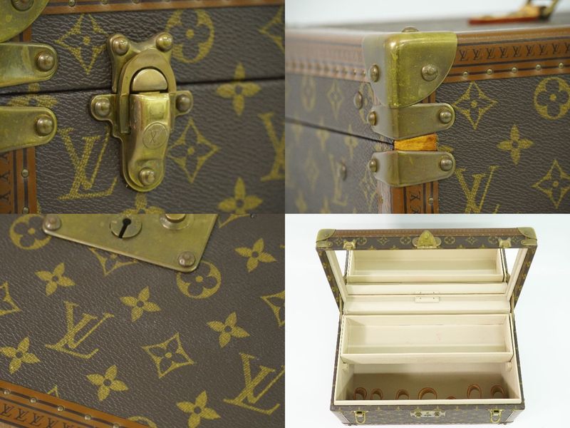 Authentic Louis Vuitton LV Bois Bouteille Monogram Makeup Box Vanity Case Brown