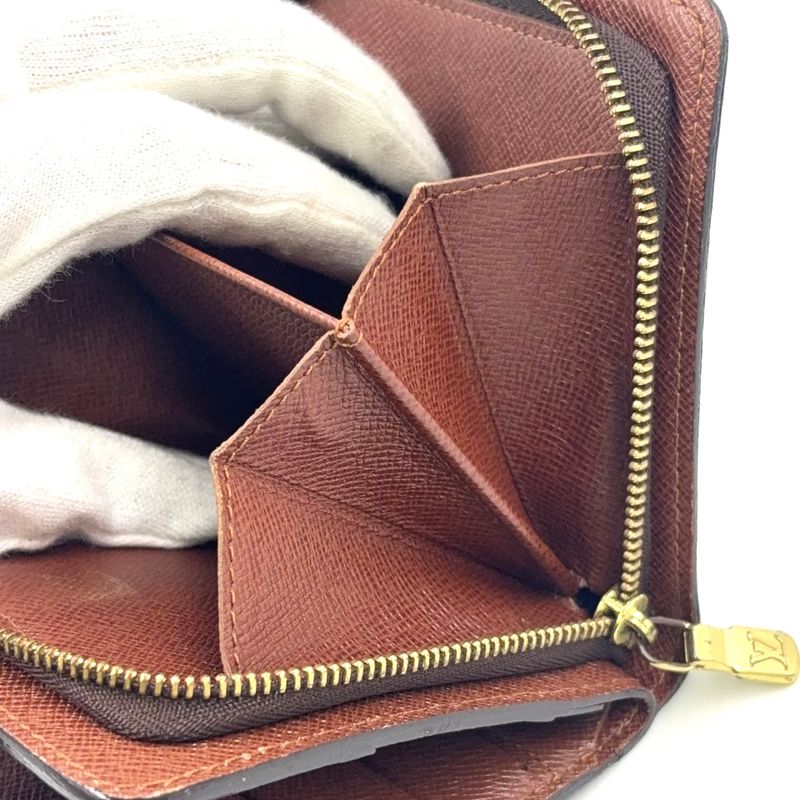 Louis Vuitton Compact Zip Monogram PVC Brown Bifold Wallet Gold M61667