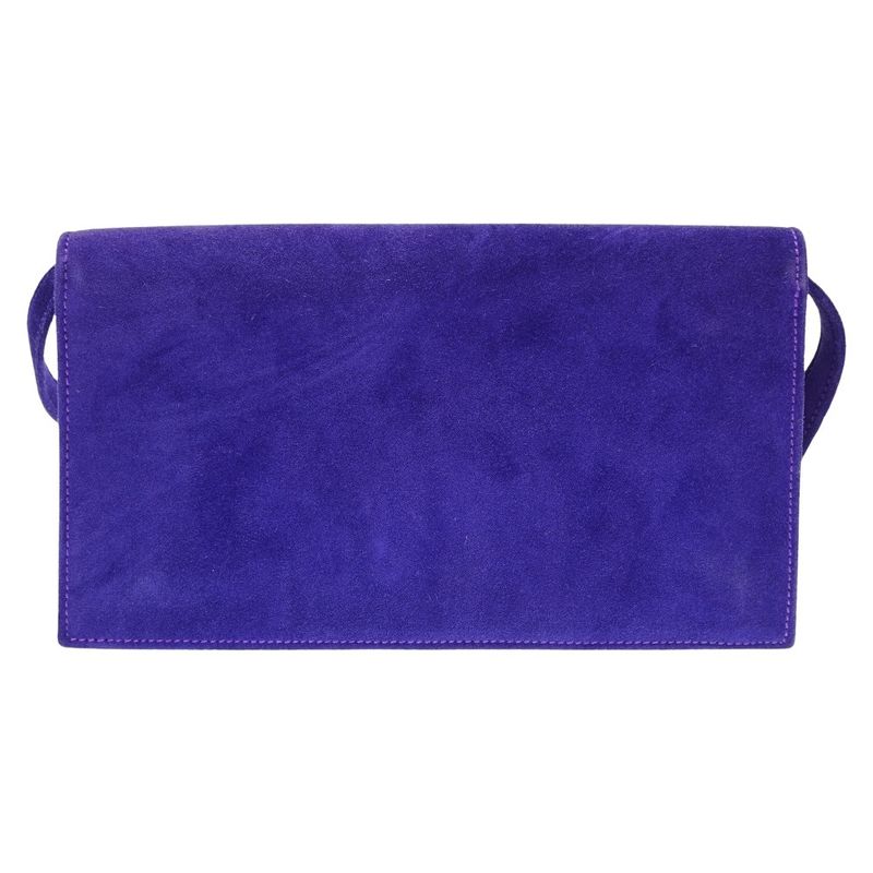 Hermes Vintage Dobris Shoulder Clutch Bag Purple 0S Engraved Suede 0058hermes