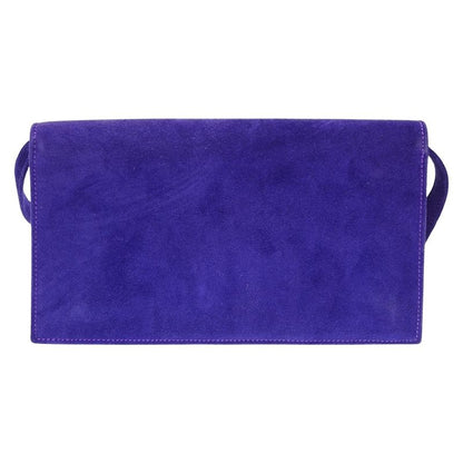Hermes Vintage Dobris Shoulder Clutch Bag Purple 0S Engraved Suede 0058hermes