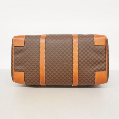 Celine Boston Bag Macadam PVC Brown Gold Hardware Women