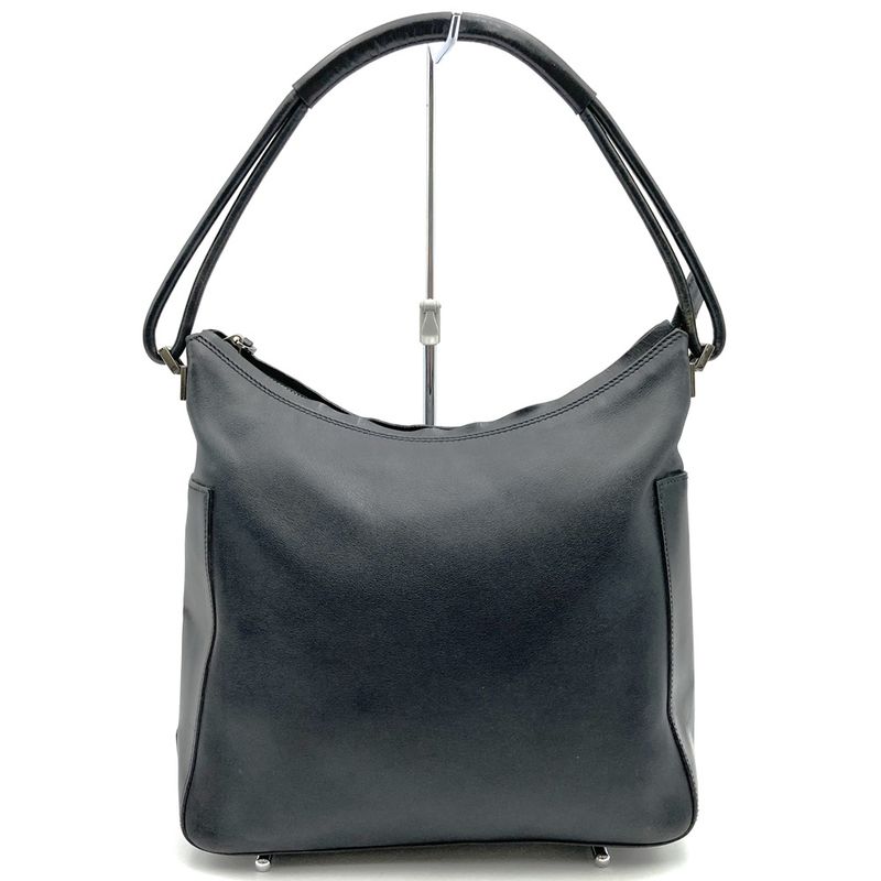 Gucci 001 8766 Shoulder Bag Handbag One Shoulder Black Leather Ladies Men