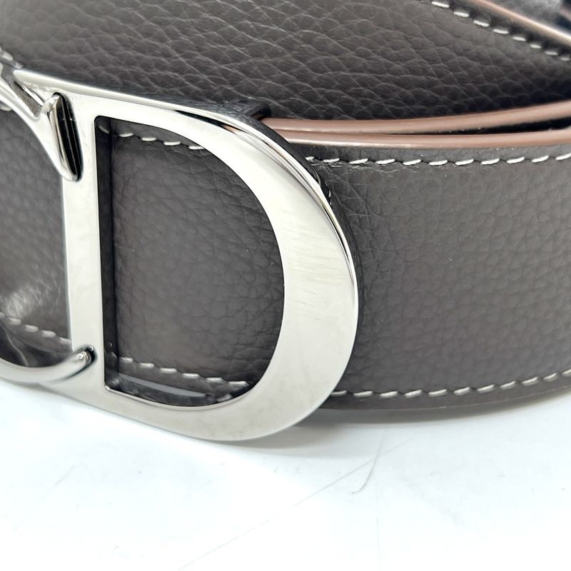 DIOR Belt CD Logo Buckle Leather Brown