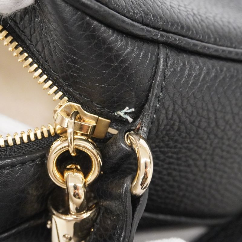 Gucci Shoulder Bag Soho 308364 Leather Black Chien Pan Gold Hardware Women's