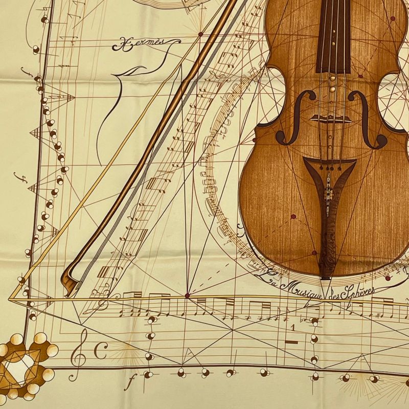 Hermes Scarf Carre 90 Music Played By Spheres La Musique Des Spheres Yellow