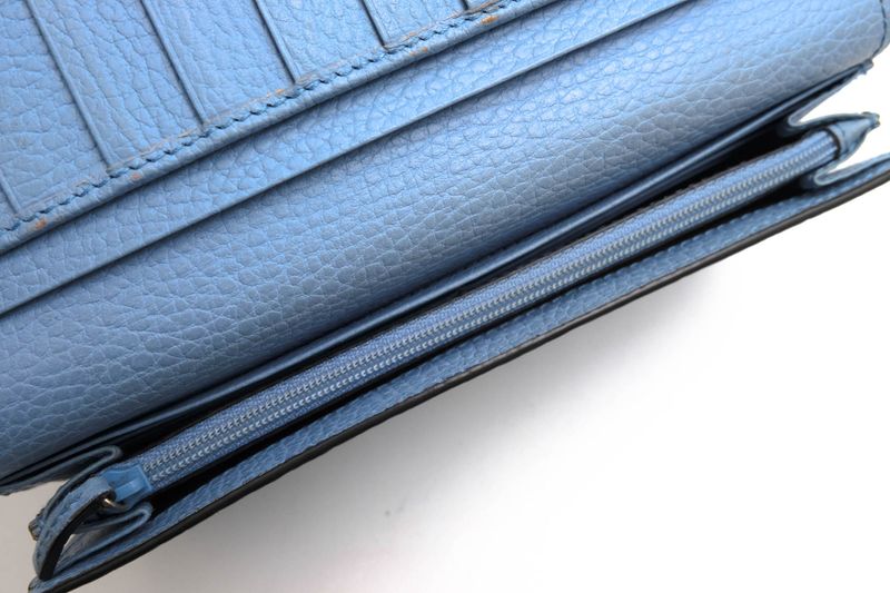 Gucci Long Wallet Ladies Women Leather Genuine Light Blue Light Blue 449279
